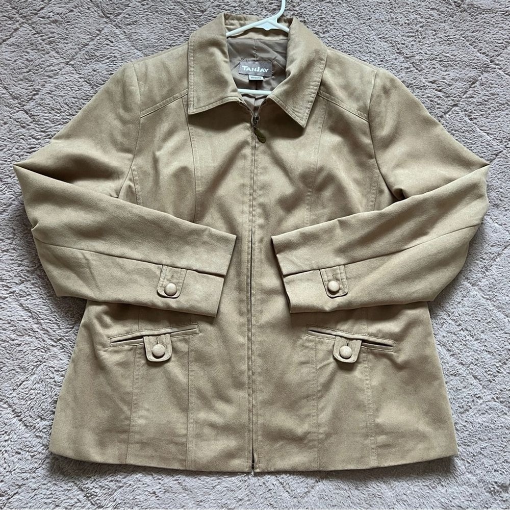 Vintage TanJay Suede Blazer Jacket Preppy Western Minimalist Capsule Size 14